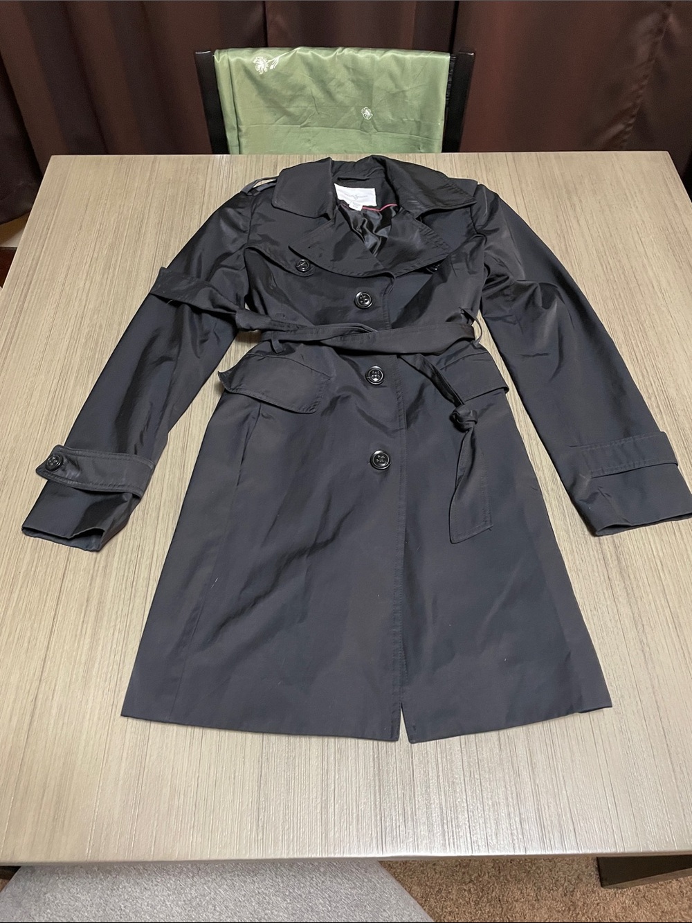 Jaclyn Smith Black Trench Coat with Belt